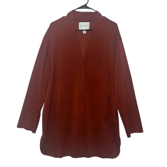 CAROLINA BELLE Montreal Women’s Long Cardigan XL Front Snap Button Brown Pockets - Picture 1 of 10